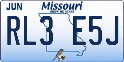 MO license plate RL3E5J