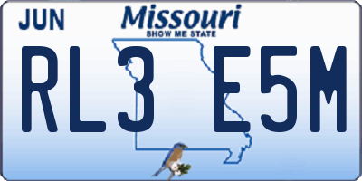 MO license plate RL3E5M