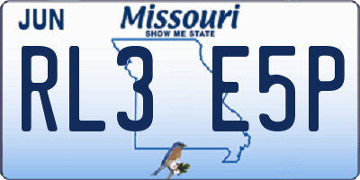 MO license plate RL3E5P