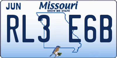 MO license plate RL3E6B