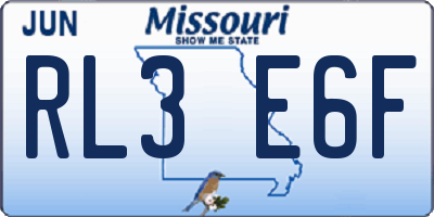 MO license plate RL3E6F