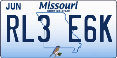 MO license plate RL3E6K