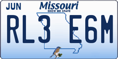 MO license plate RL3E6M