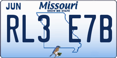 MO license plate RL3E7B