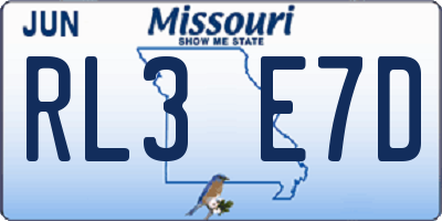 MO license plate RL3E7D