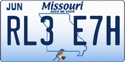 MO license plate RL3E7H