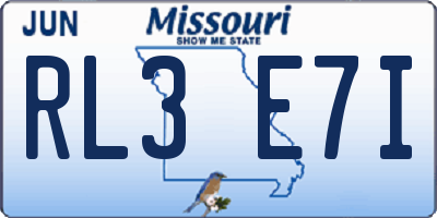 MO license plate RL3E7I