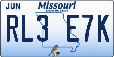 MO license plate RL3E7K
