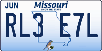 MO license plate RL3E7L
