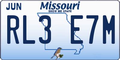 MO license plate RL3E7M