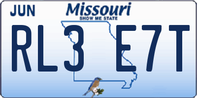 MO license plate RL3E7T