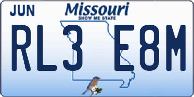 MO license plate RL3E8M