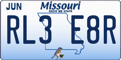 MO license plate RL3E8R