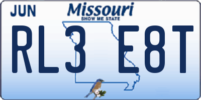 MO license plate RL3E8T