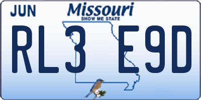 MO license plate RL3E9D