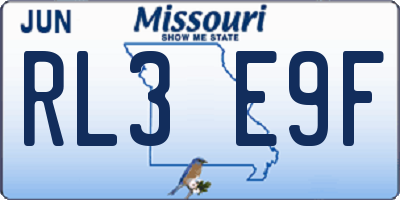 MO license plate RL3E9F