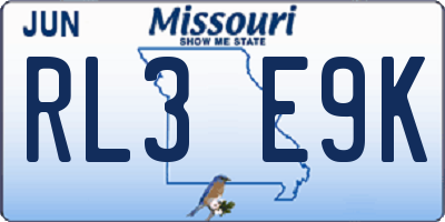 MO license plate RL3E9K