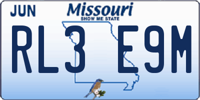 MO license plate RL3E9M