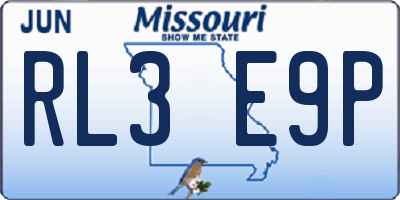 MO license plate RL3E9P