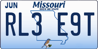 MO license plate RL3E9T