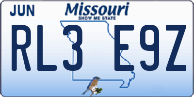 MO license plate RL3E9Z