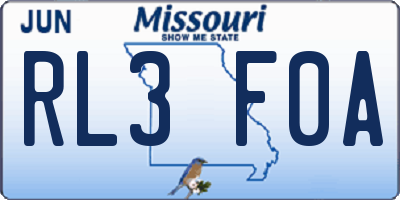 MO license plate RL3F0A