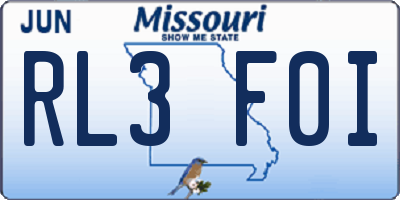 MO license plate RL3F0I