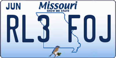 MO license plate RL3F0J