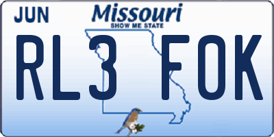 MO license plate RL3F0K