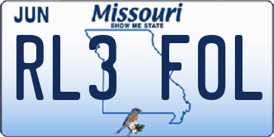 MO license plate RL3F0L