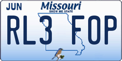 MO license plate RL3F0P