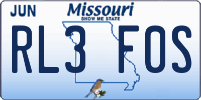 MO license plate RL3F0S