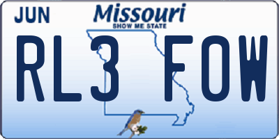 MO license plate RL3F0W