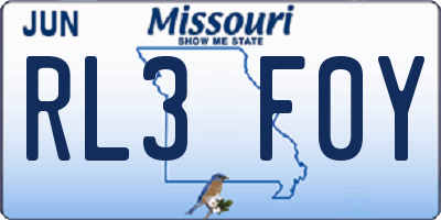 MO license plate RL3F0Y