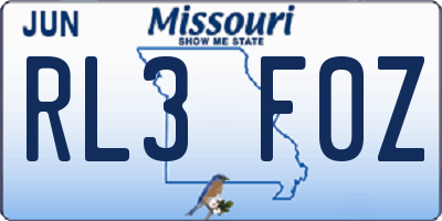 MO license plate RL3F0Z