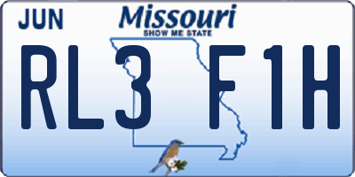 MO license plate RL3F1H