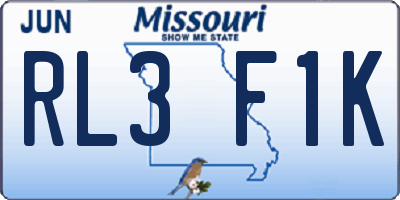 MO license plate RL3F1K