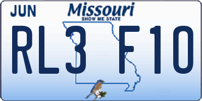 MO license plate RL3F1O