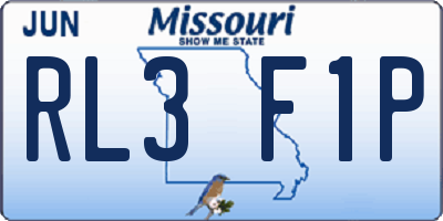 MO license plate RL3F1P