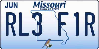 MO license plate RL3F1R