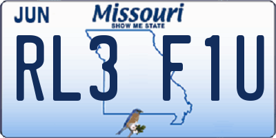 MO license plate RL3F1U