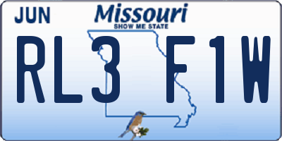 MO license plate RL3F1W