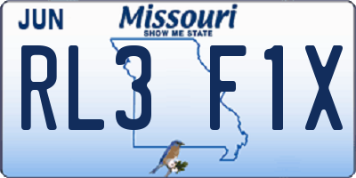 MO license plate RL3F1X