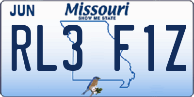 MO license plate RL3F1Z