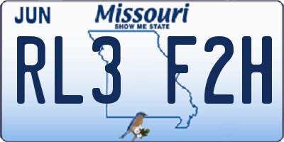 MO license plate RL3F2H