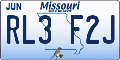 MO license plate RL3F2J