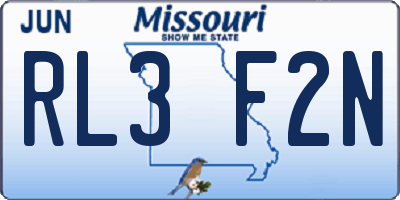 MO license plate RL3F2N