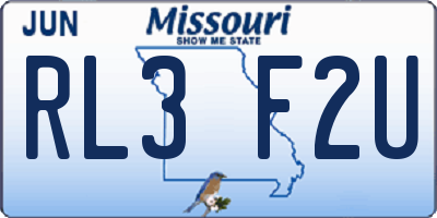 MO license plate RL3F2U