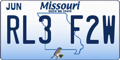 MO license plate RL3F2W
