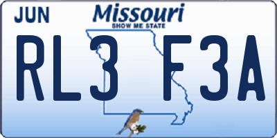 MO license plate RL3F3A
